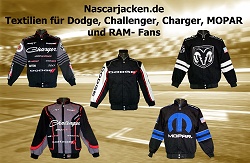 Nascar.de, Dodge, Challenger, Charger, RAM, Mopar, Jacken, Hemden, T-Shirts, Caps. Original und lizenzierte US-Importe